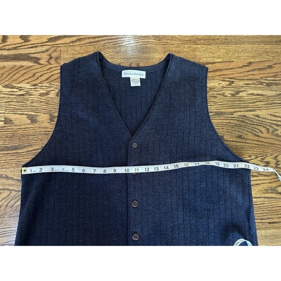 Banana Republic Merino Wool Sweater Vest Mens Large Navy Blue Button Up V Neck - Picture 6 of 7
